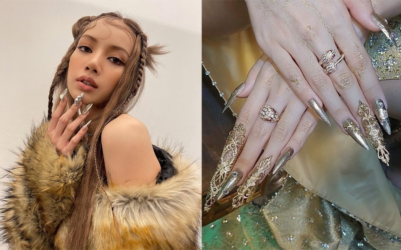 Lisa (BLACKPINK) với bộ móng chrome cực chất
