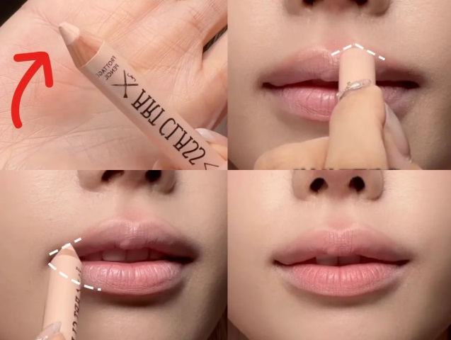 Bước 2: Dùng highlight để tăng hiệu ứng môi đầy