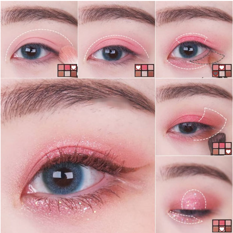 makeup mắt tone màu hồng cam
